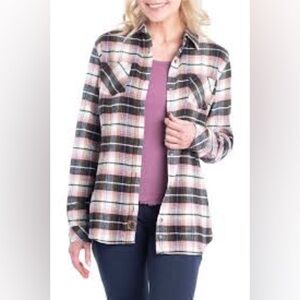 TILLEY organic cotton flannel plaid cabin boho shirt w cottage Country vibe